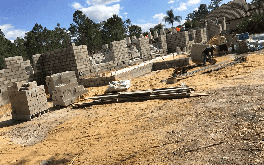 Block Walls Going Up at a New Custom Home